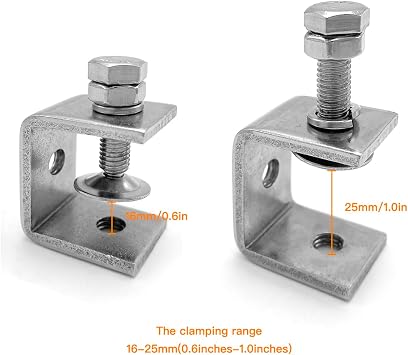 304 Stainless Steel C Clamp, 16-30Mm Tiger Clamp Heavy Duty Woodworking U Clamp Set with Stable Wide Jaw Opening & Protective Pads for Welding/Carpenter(2 Pcs)