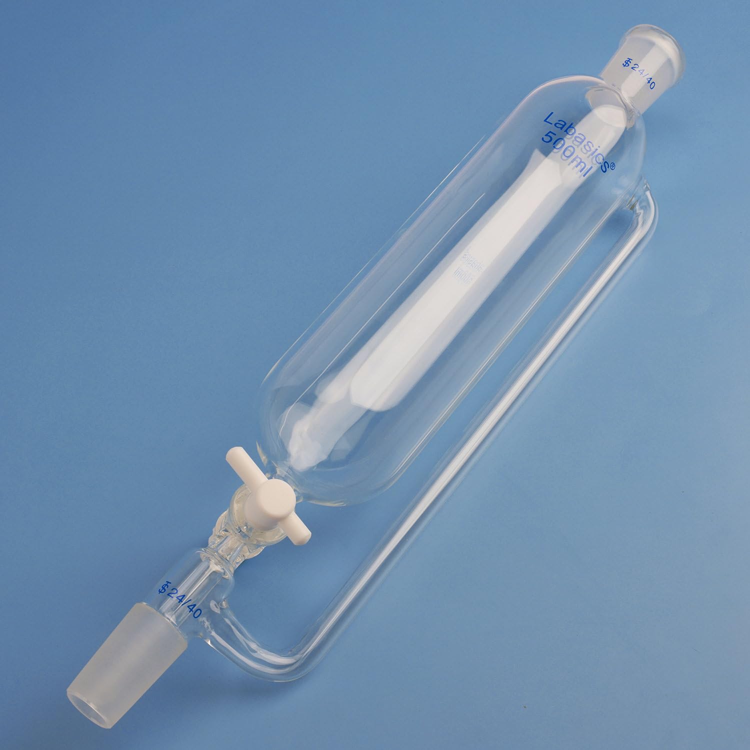 Labasics 500 ml Druckausgleich Zusatz Trichter, Borosilikatglas Tropftrichter 24/40 Gelenk mit PTFE-Hahn für Labor, 500 ml