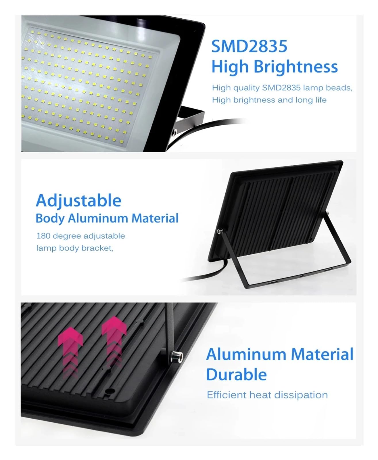 Zewnętrzny Reflektor LED Bardzo Jasna, Wodoodporna Lampa Oświetleniowa O Mocy 10–300 W dla Fieldsa i Courta(300w,Neutral Light)