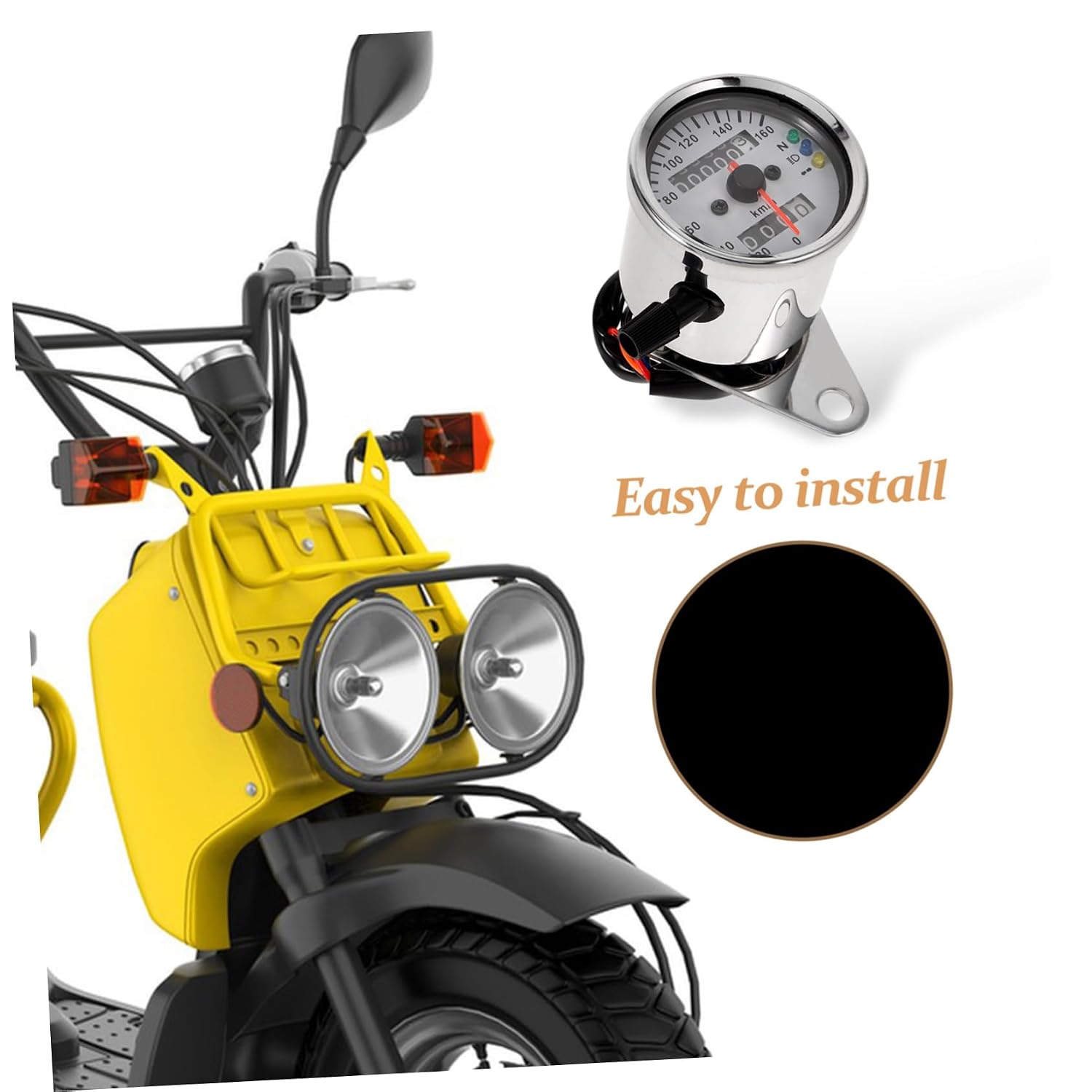 Luxshiny Motorcycle Dual Speedometer Gauge Led Indicators Vintage Design for Enhanced Style and Clarity Easy Installation for Custom Motorbike Upgrades