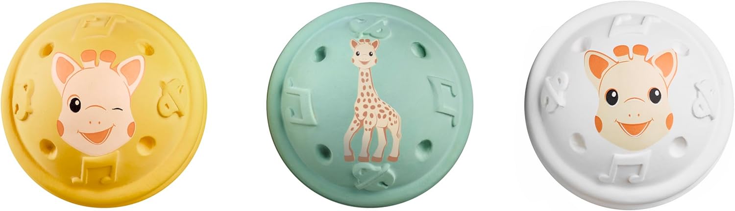 Sophie la girafe Musical Balls | Easy to Grasp | Light & Colorful | Designed with Natural Rubber to Soothe & Awaken Baby's Sense of Sound