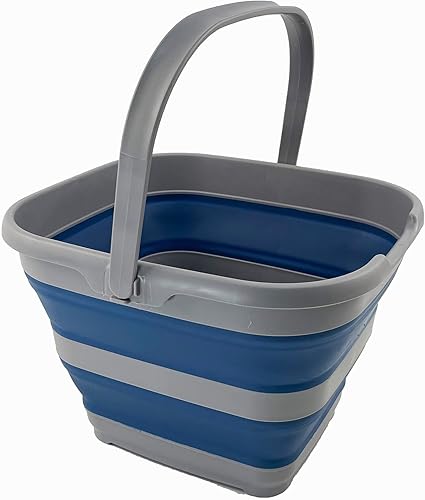 SAMMART Cesta rectangular plegable de 10 litros (2.6 galones) (grisazul niebla) disponible en Yaxa Venezuela