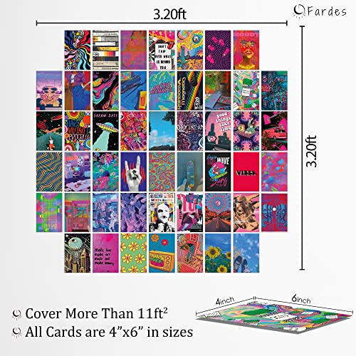 Image of Fardes Indie Room Decor for Bedroom Aesthetic, Indie Wall Collage Kit Aesthetic Pictures for Trippy Room Decor, 50pcs Grunge and Funky Decor Prints