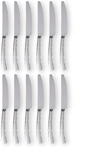 Steelite Varick Malcolm - Cubertería con textura martillada satinada, mango moderno, utensilios de acero inoxidable 1810, cubiertos para uso