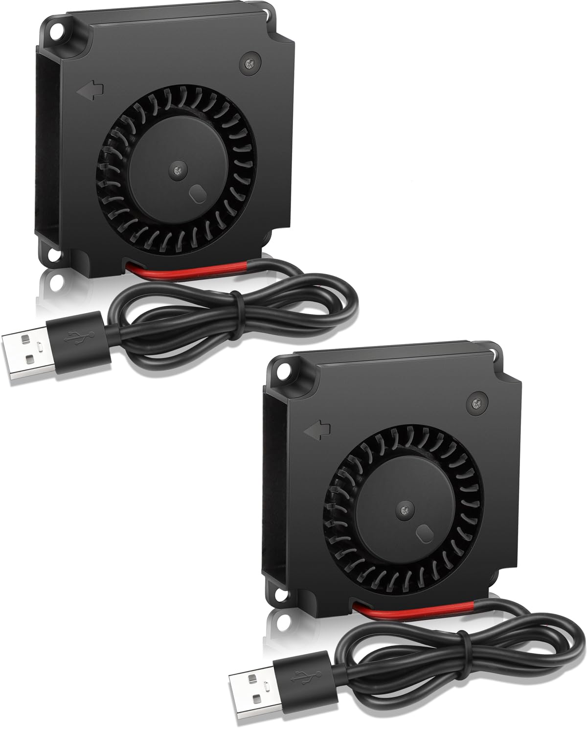 GDSTIME 40mm USB Blower Fan 5V with 3 Speed Control, Micro 5 Volt DC Brushless Fans 4010 Hydraulic Bearing 40x40x10mm for DIY Cooling (Pack of 2Pcs)