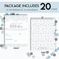 Vista 4 de AmandaCreation - Invitaciones para baby shower con diseño de estrella, color azul y plateado, 20 tarjetas de relleno de 5 x 7 con veinte sobres