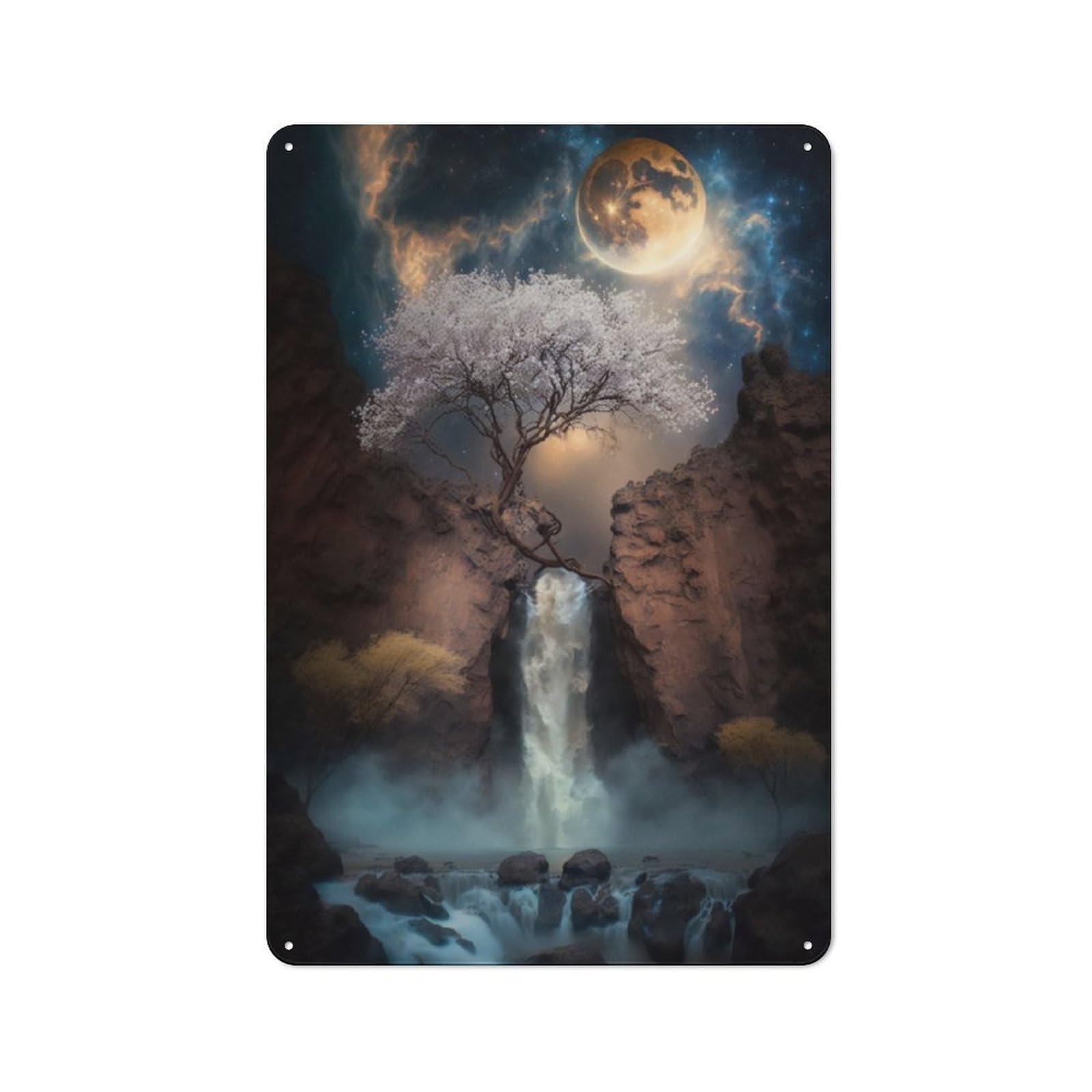 Junmoney Mystic Waterfall Retro Metal Wall Sign 30X20cm For Guest Room Or Hallway, New-Space Wall Decor For Home Decor Collectors