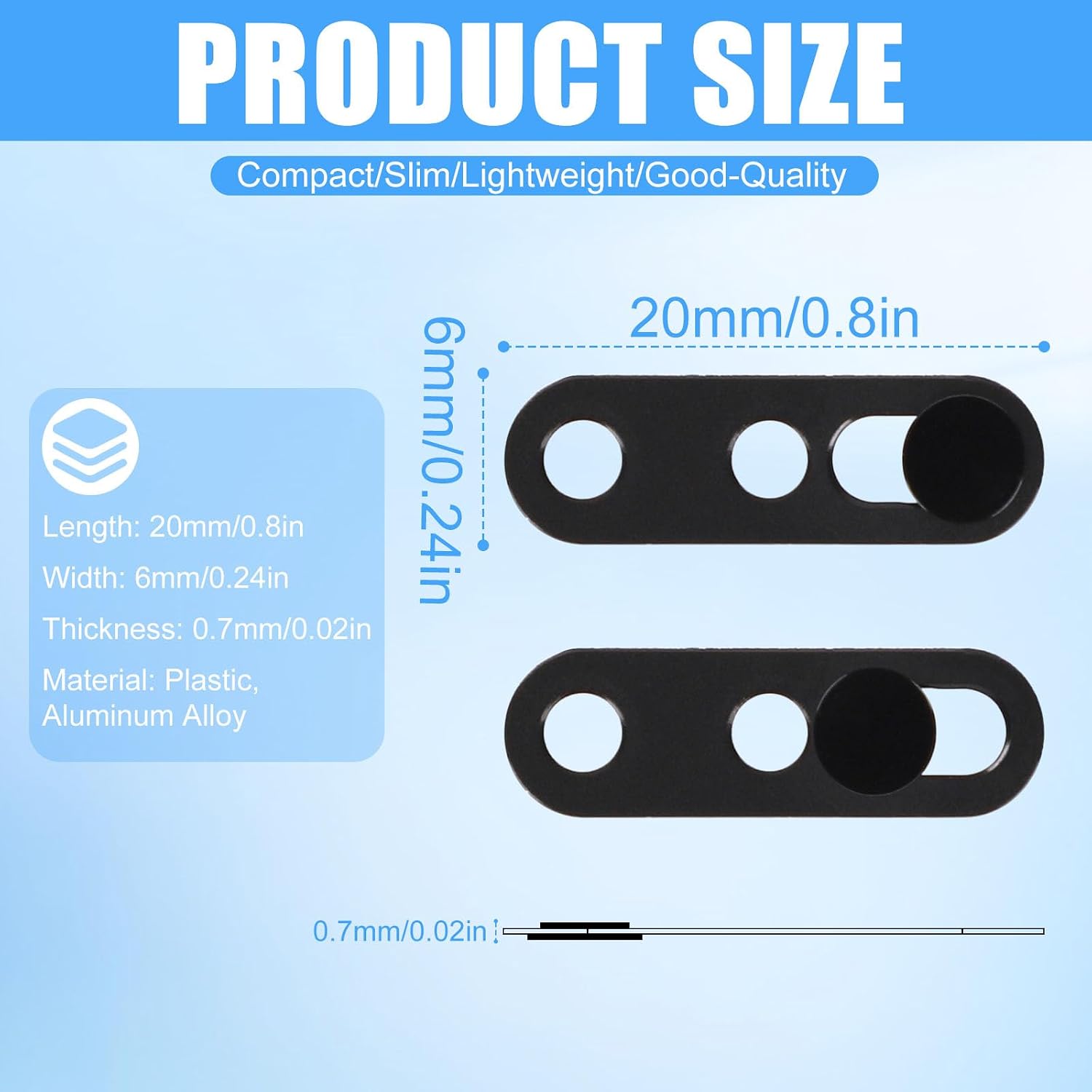 2pcs Front Camera Covers for iPhone 17/17p/17pm/16/15/14p, Ultra Thin Selfie Phone Webcam Cover Slide Front Camera Privacy Protector with Strong Adhesion No Face ID Interference (Black)