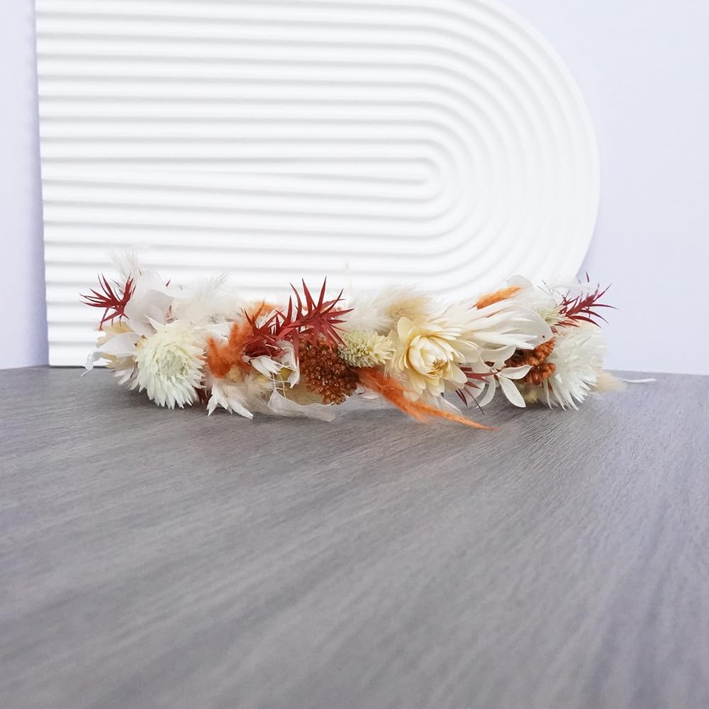 DXXD Wedding dried flower crown/daisy dry grass crown/Boho bride crown (Bridal Set)