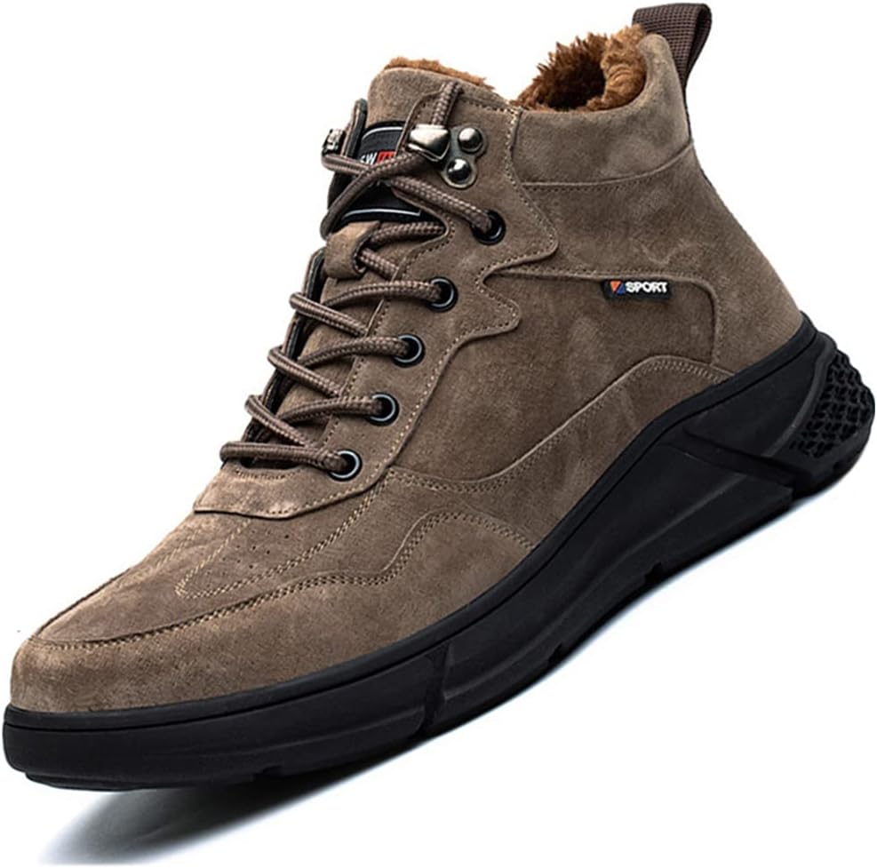 KUXUANKUXUAN High-top Safety Shoes for Men Steel Toe Cap Trainers Womens Lightweight Work Boots Mesh Breathable Sneakers Construction Industrial,Khakiplusvelvet-38EU