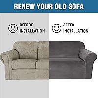 Vista 7 de H.VERSAILTEX Funda de terciopelo elástico para sillón, funda para sillón de 1 cojín para sala de estar, funda de muebles hecha de terciopelo grueso