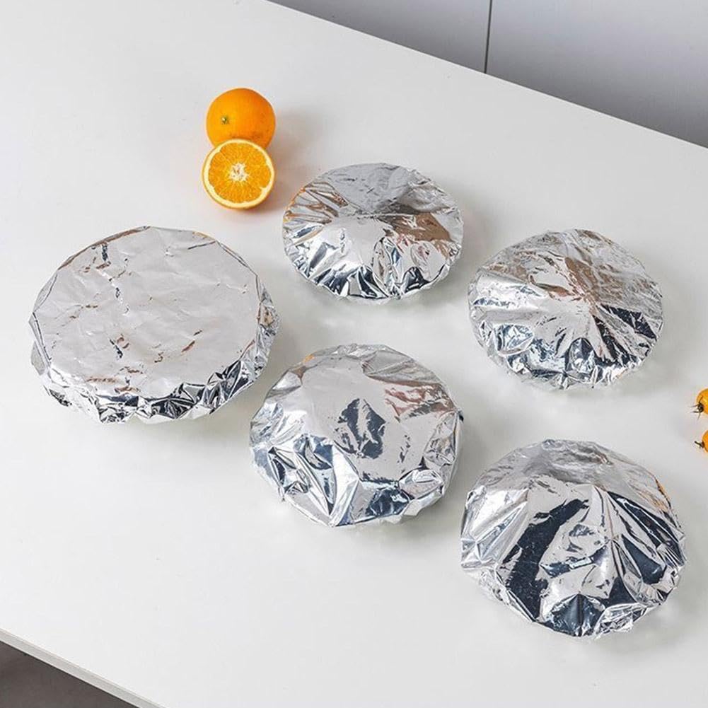 Coperchi per cibo riutilizzabili in lamina di alluminio, coperchi isolanti in lamina di alluminio addensata, pellicola isolante per conservazione degli alimenti freschi da cucina, coperchio elastico
