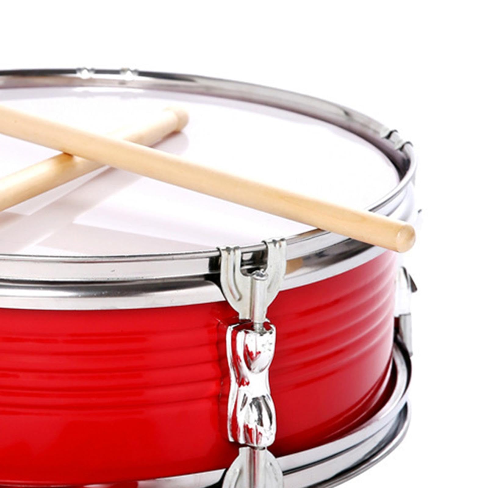 Colcolo Tambor de caja de 13 pulgadas con baquetas y correa de hombro ajustable, juguete educativo con borde de acero inoxidable, tambor musical para