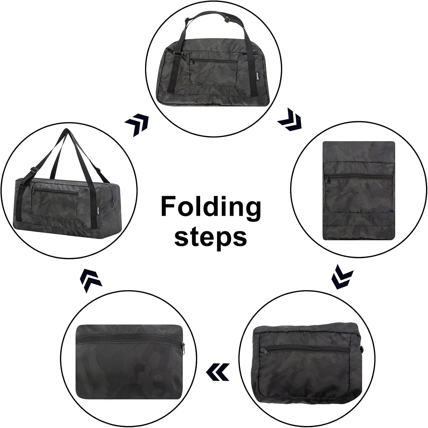 HOLYLUCK Foldable Travel Duffel Bag For Women & Men Luggage Great for Gym (midnight camo) image 2
