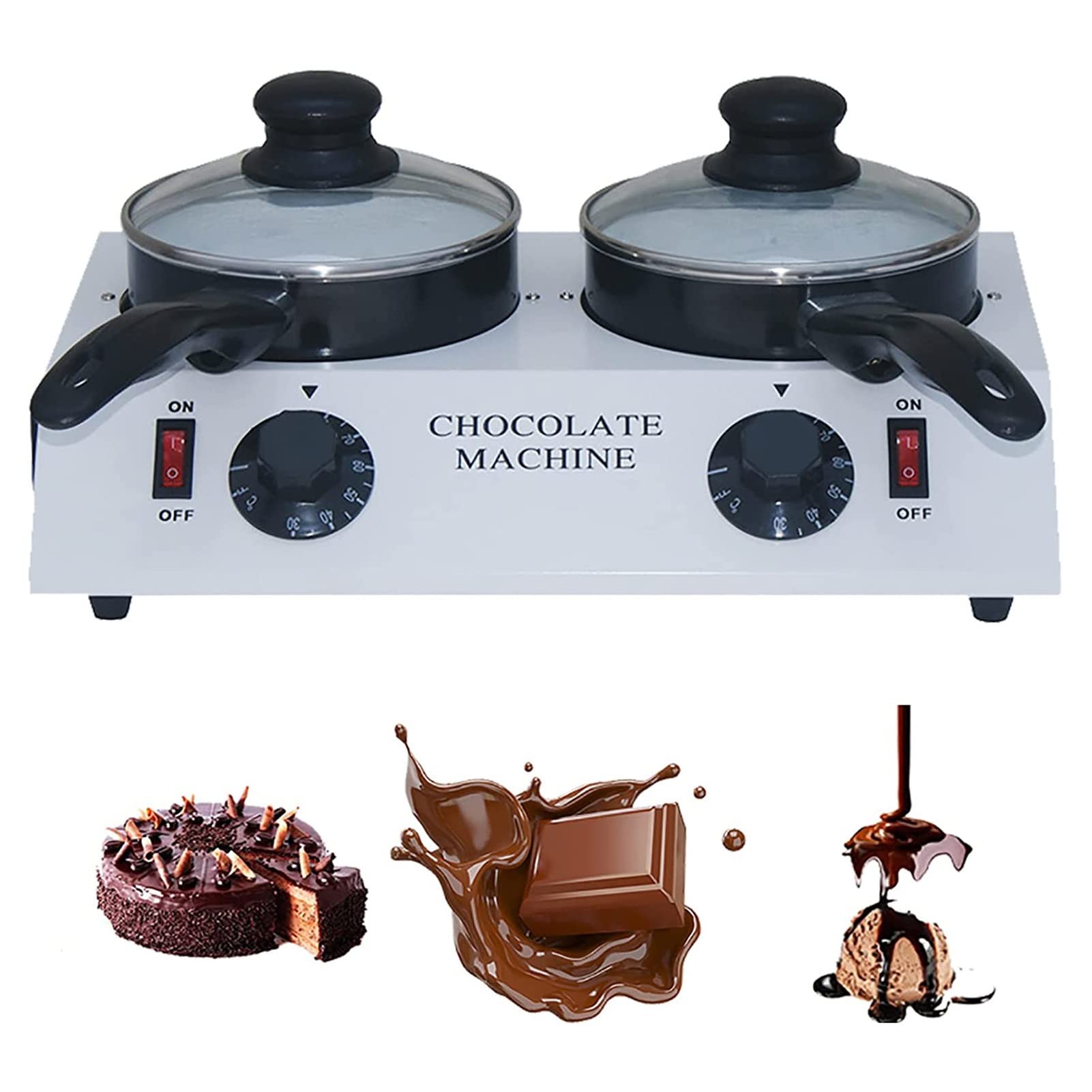 ENPAP Chocolate Melting Pot,Ceramic Inner Wall Electric Chocolate Fondue,Chocolate Tempering Machine with Manual Control,for Warming Melting Create Fresh Delicious Desserts Milk Coffee