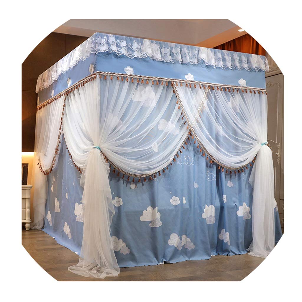 Tente moustiquaire lit 200x200cm avec cadre support de lit rideau draperie