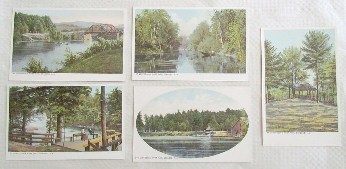 LOT OF 5 ANTIQUE UNDIVIDED POSTCARDS CONTOOCOOK RIVER