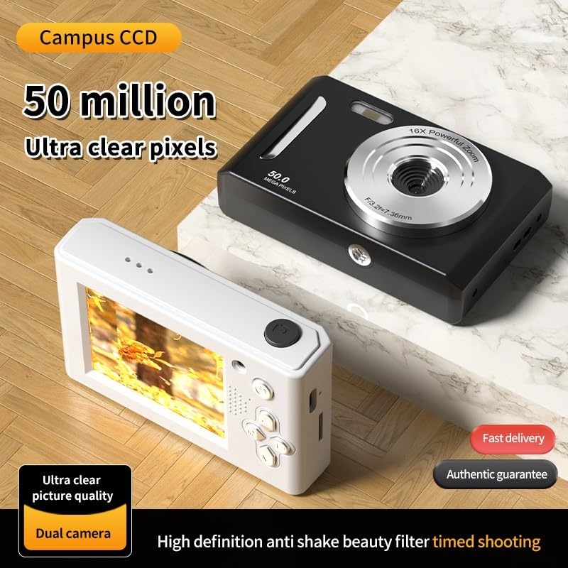 Cámara digital 4K, cámara fotográfica portátil compacta retro, zoom digital de 8X, pantalla IPS de 2.4", cámara portátil para viajes y selfies de nivel de entrada (verde)