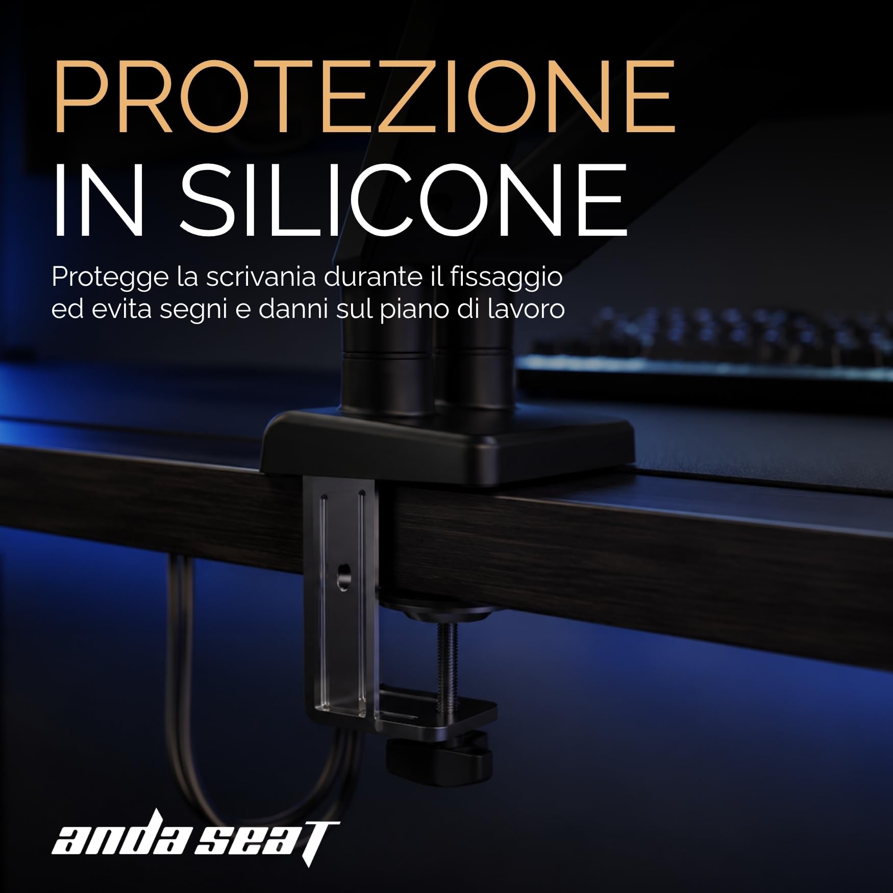ANDA SEAT Stealth II Duo, Braccio Monitor Doppio da Scrivania con Molla a Gas Regolabile, Supporto Doppio Monitor da 17" a 32" fino a 9 kg per braccio, VESA 75x75 e 100x100