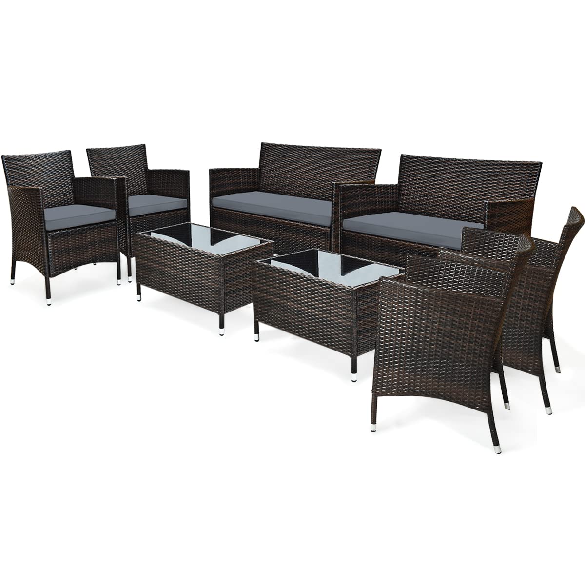Photo 1 of ***MISSING PARTS*** COSTWAY 8PCS Rattan Patio Furniture Set