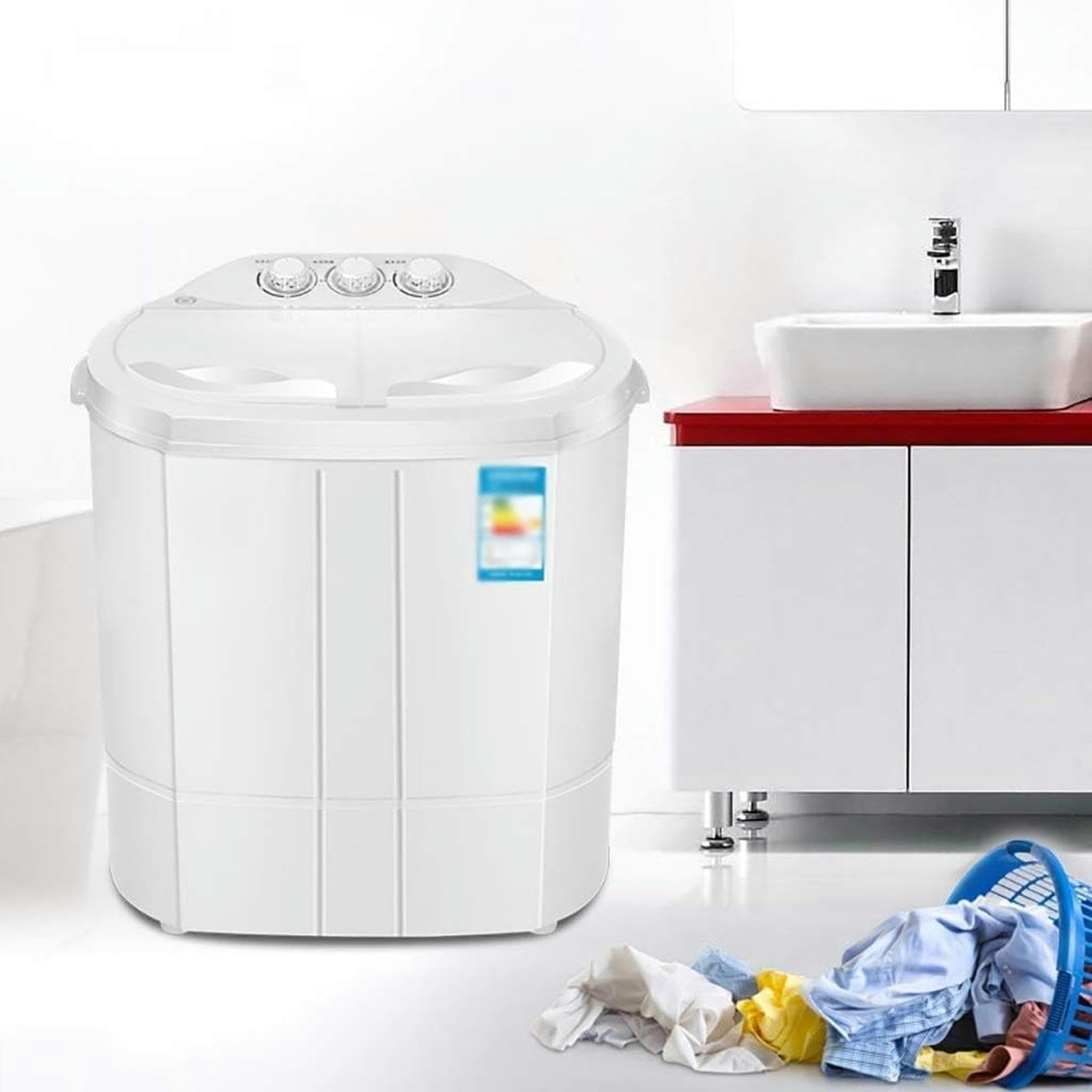 Mini lavadora portátil de doble tina para apartamentos de estudiantes, diseño compacto, eficiente y ligera, ideal para espacios pequeños y fácil de usar, capacidad de 9 libras