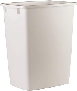 RHP2806TPWHI Open-Top Wastebasket, Rectangular, Plastic, 9 gal, White