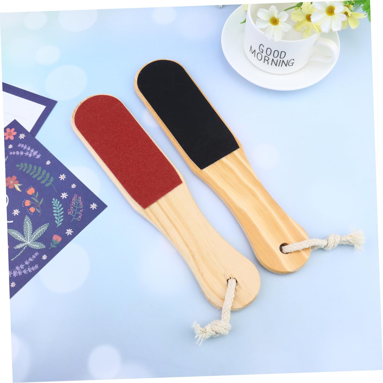 TOVINANNA 2pcs Double Sided Foot Remover Ergonomic Wood File Durable Foot Care Tool for Dead Skin Removal for Home and Professional Use