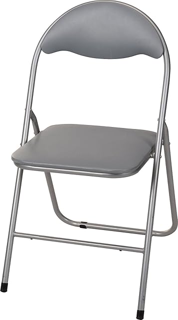 AHOC Grey Folding Chair Padded Seat Office Reception Foldable Desk Chairs Easy Storage Backrest, 43.5 x 46 x 79.5 cm (Grey)