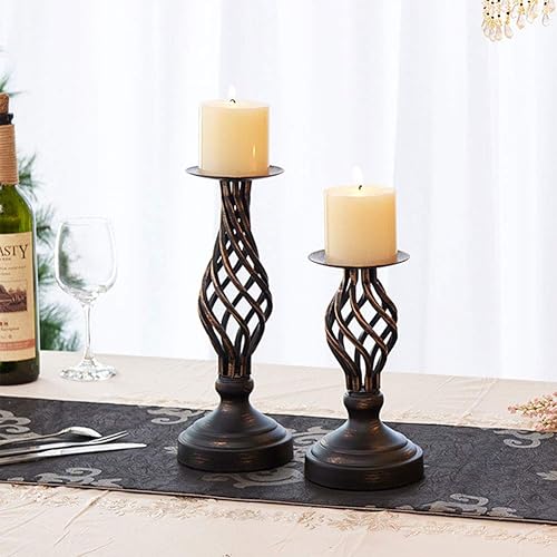 Miniatura 6 de ZZKOKO Juego de 2 candelabros decorativos para velas románticas de pilar de metal portavelas de decoración del hogar portavelas de 111 pulgadas 81