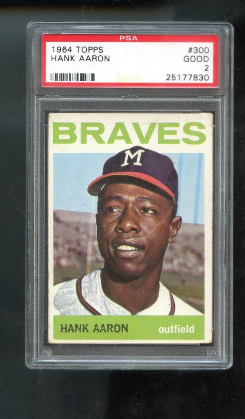 1964 Topps #300 Hank Aaron Atlanta Braves MLB GOOD PSA 2 Graded Baseball Card