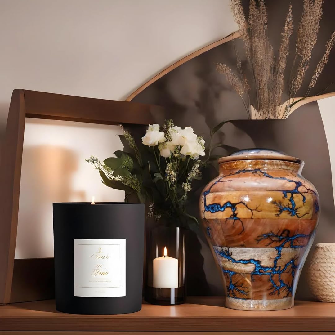 Urna para cenizas humanas, urna grande de madera para cremación, urna para adultos, urna de madera personalizada, urna de entierro para caja de madera funeraria (no personalizada, mediana 120 libras)