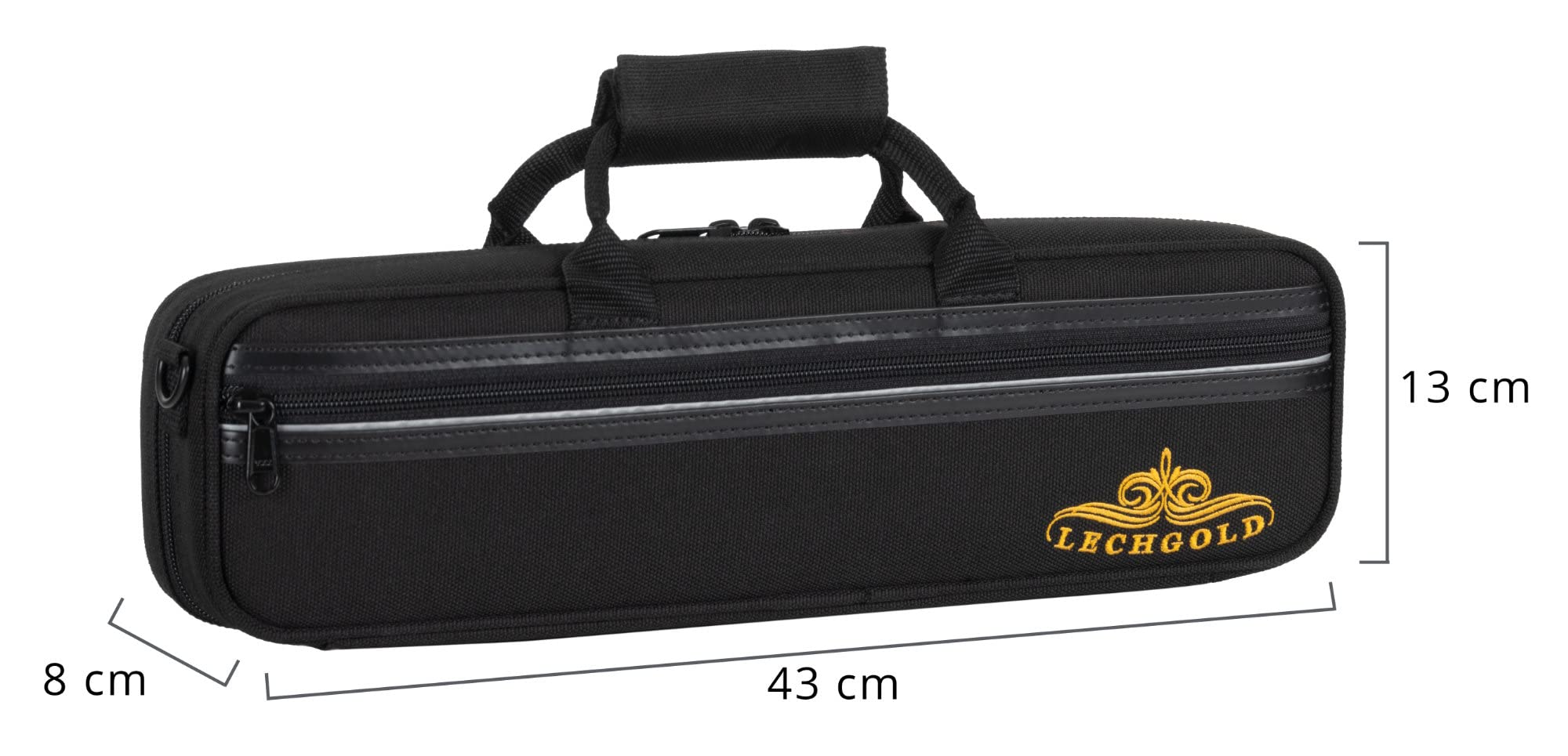 Custodia Leggera Lechgold per Flauto Traverso (Piede C), Cerniera robusta | Custodia leggera per tutti i flauti traversi comuni con piede C, Peso proprio molto basso con estrema stabilità, Peso: 840 g