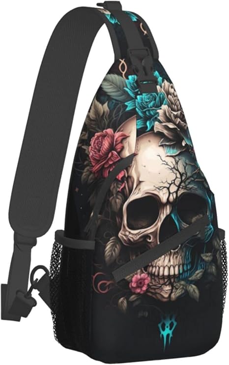 Dog Paw Sling Bag for Women Men Chicken Crossbody Bags Halloween Gothic Skull Daypack Shoulder Bag Backpack (gothic skull)