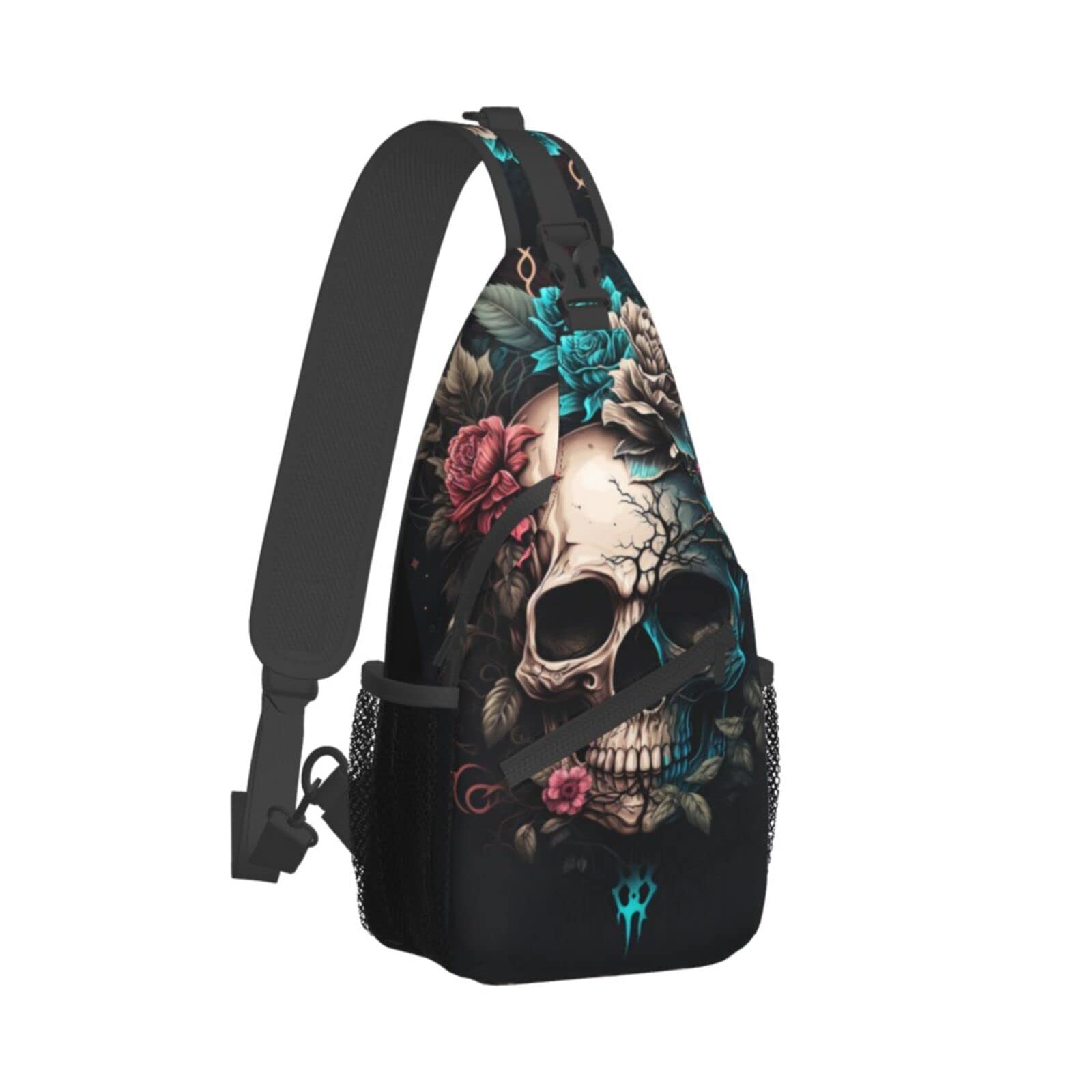 MEUUD Dog Paw Sling Bag for Women Men Chicken Crossbody Bags Halloween Gothic Skull Daypack Shoulder Bag Backpack (gothic skull)