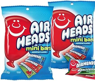 Airheads Mini Candy Bars | Assorted Flavors, Chewy Fruit Taffy | Individually Wrapped Holiday Candy Gift Set Great for Parties, Concessions, Pantry (2 bags Each 3.62 OZ)