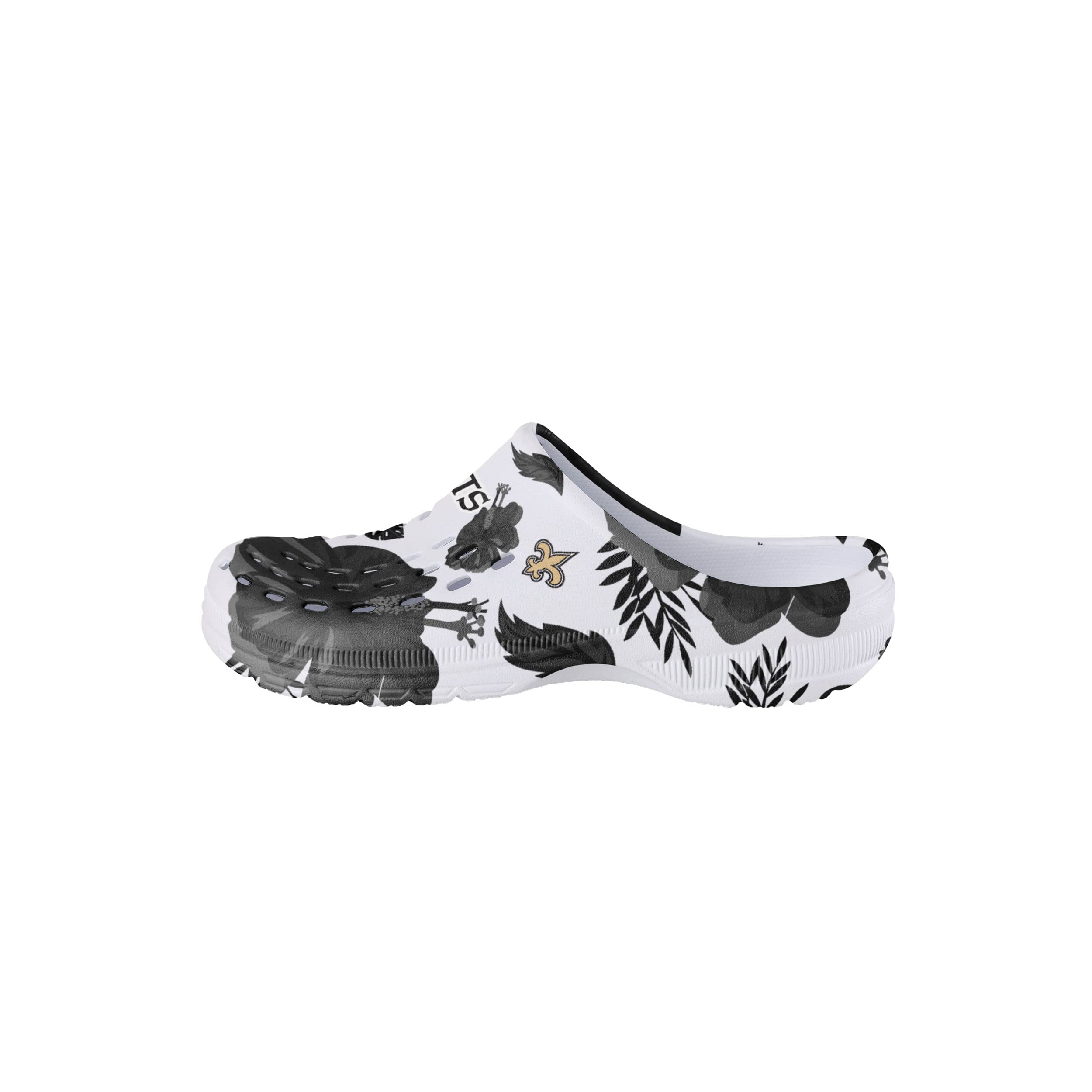 FOCO New Orleans Saints NFL Womens Floral White Clog - XL