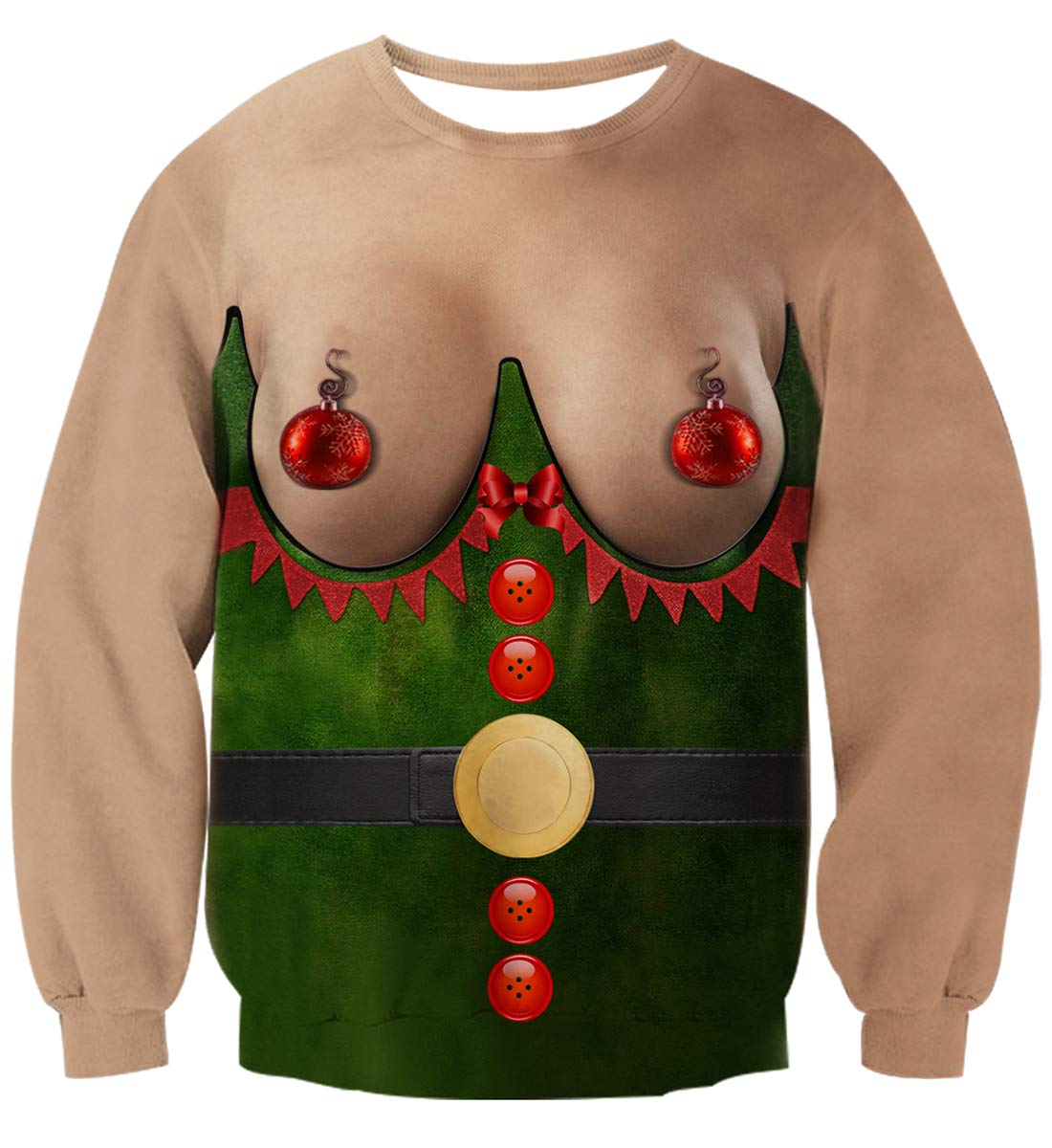 Idgreatim Unisex Ugly Christmas Crewneck Sweatshirt Novelty 3D Graphic Long Sleeve Sweater Shirt