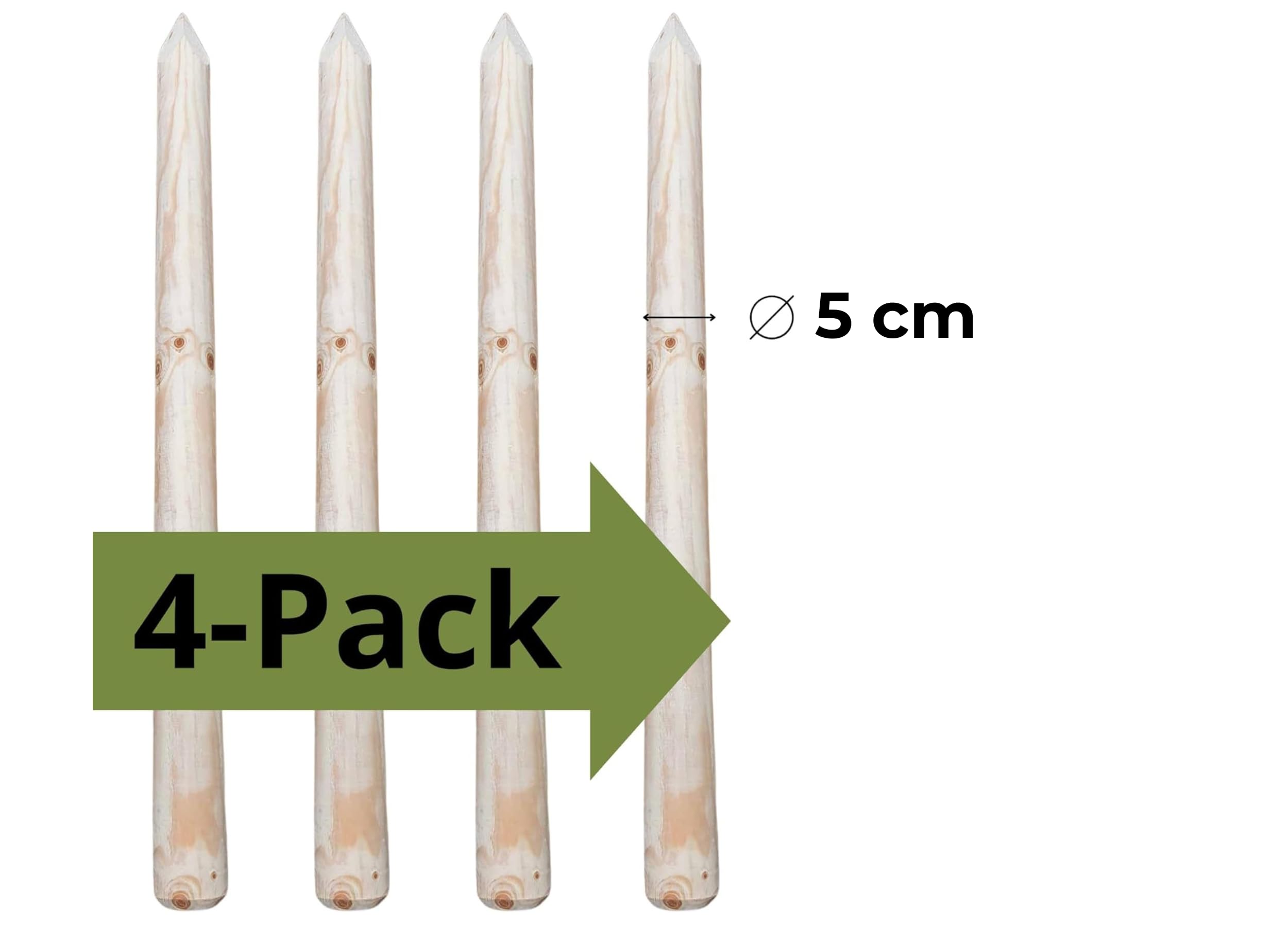 ø 5cm Lot de 4 Piquet Cloture Bois Longueur: 200 cm Poteaux De Clôture De Jardin Non Imprégné Résistant Aux Intempéries Palissade Tuteurs avec Pointe