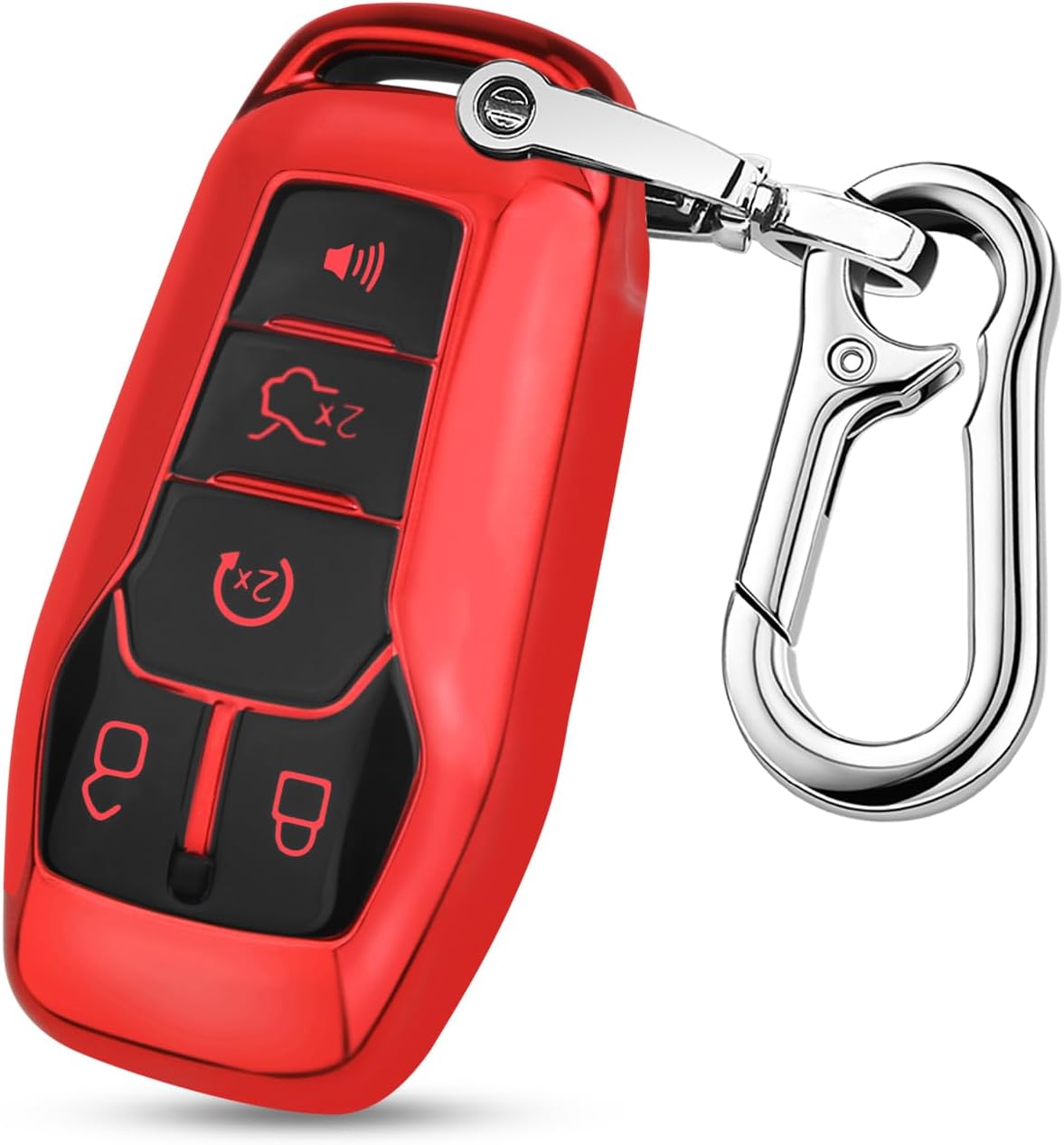 QBUC for Ford Key Fob Cover with Keychain,Key Shell Compatible with Ford Explorer F150 Lincoln MKC MKX MKZ Fusion Mustang Edge Remote Key Vehicle Accessories(Red)