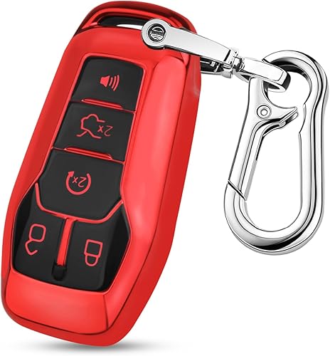 QBUC Funda para llavero Ford con llavero, carcasa de llave compatible con Ford Explorer F150 Lincoln MKC MKX MKZ Fusion Mustang Edge Accesorios de