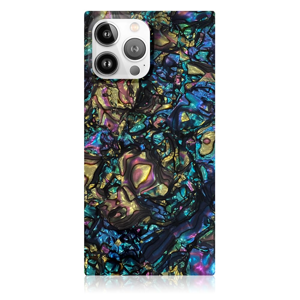 FLAUNT Official Square Protective Case - Compatible with iPhone 13 Pro Max - Wireless Charging - Stylish Drop Tested Shockproof Phone Case - (Abalone Shell)