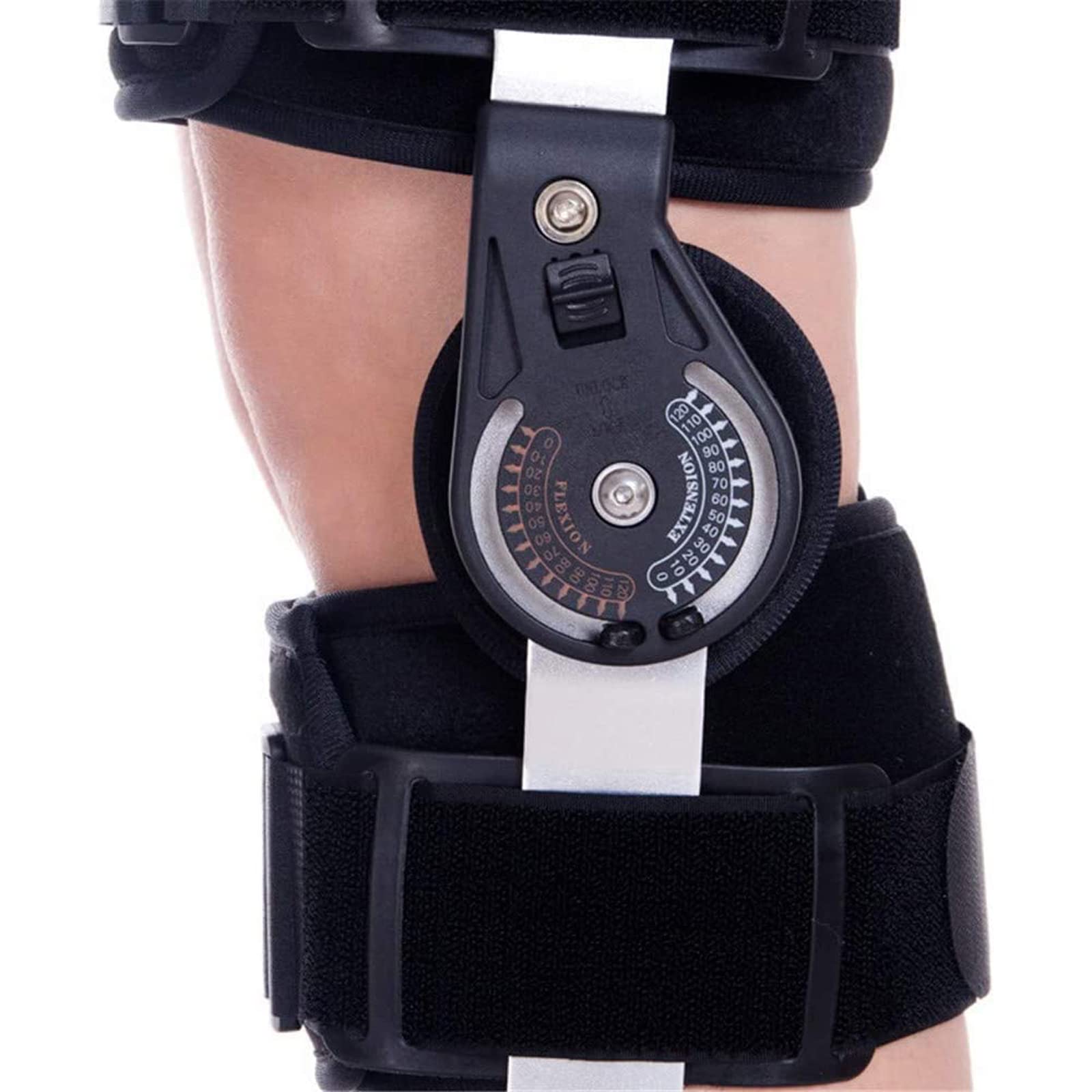 Tutore per Ginocchio, Tutore per Ginocchio Rom Incernierato per La Stabilizzazione del Recupero, Stabilizzatore di Supporto Ortopedico Medico Regolabile, Universale, Idea,Black