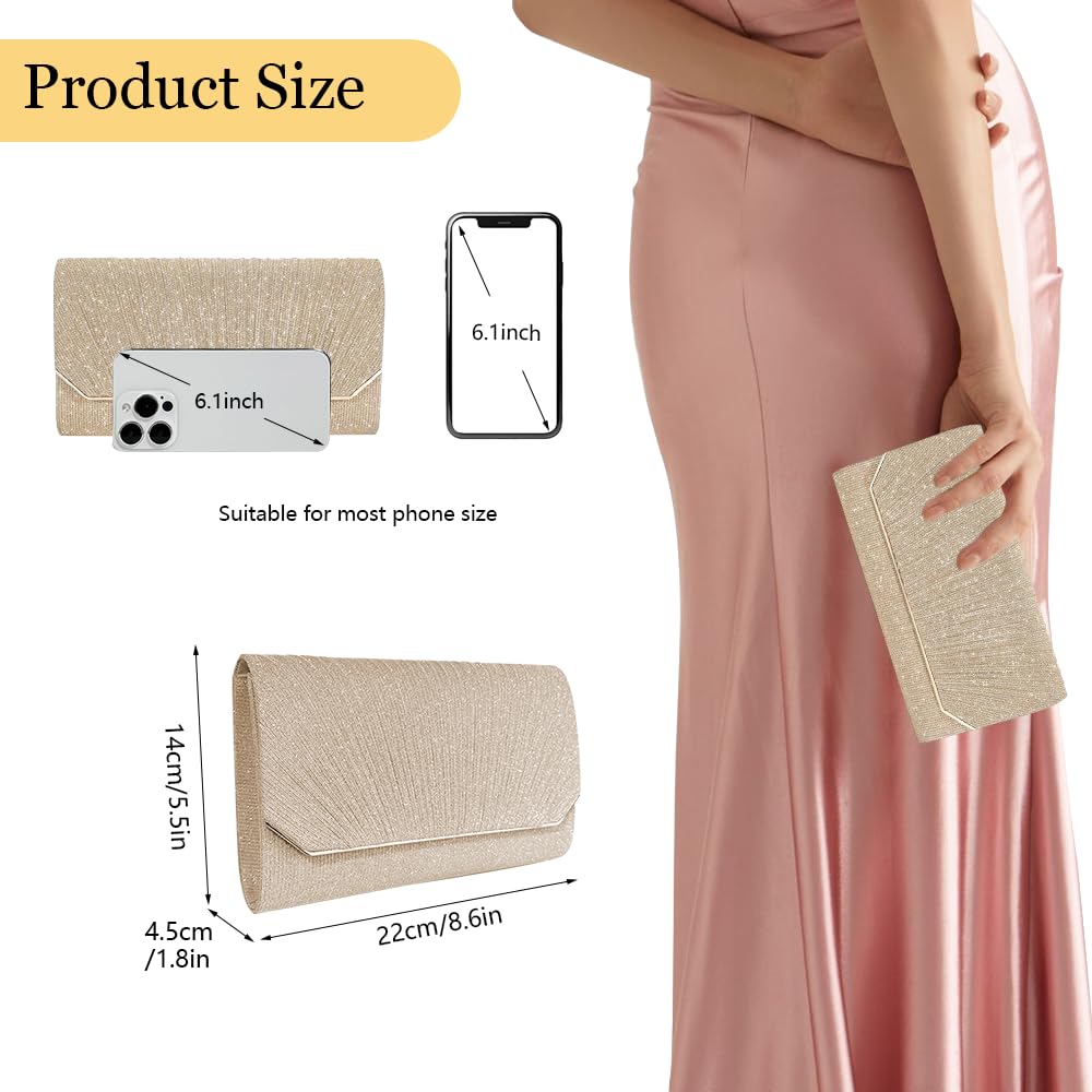 Pochettes et Clutches Femme Pochette de Soirée Plissée Élégante pour Le Quotidien et Les Occasions Spéciales