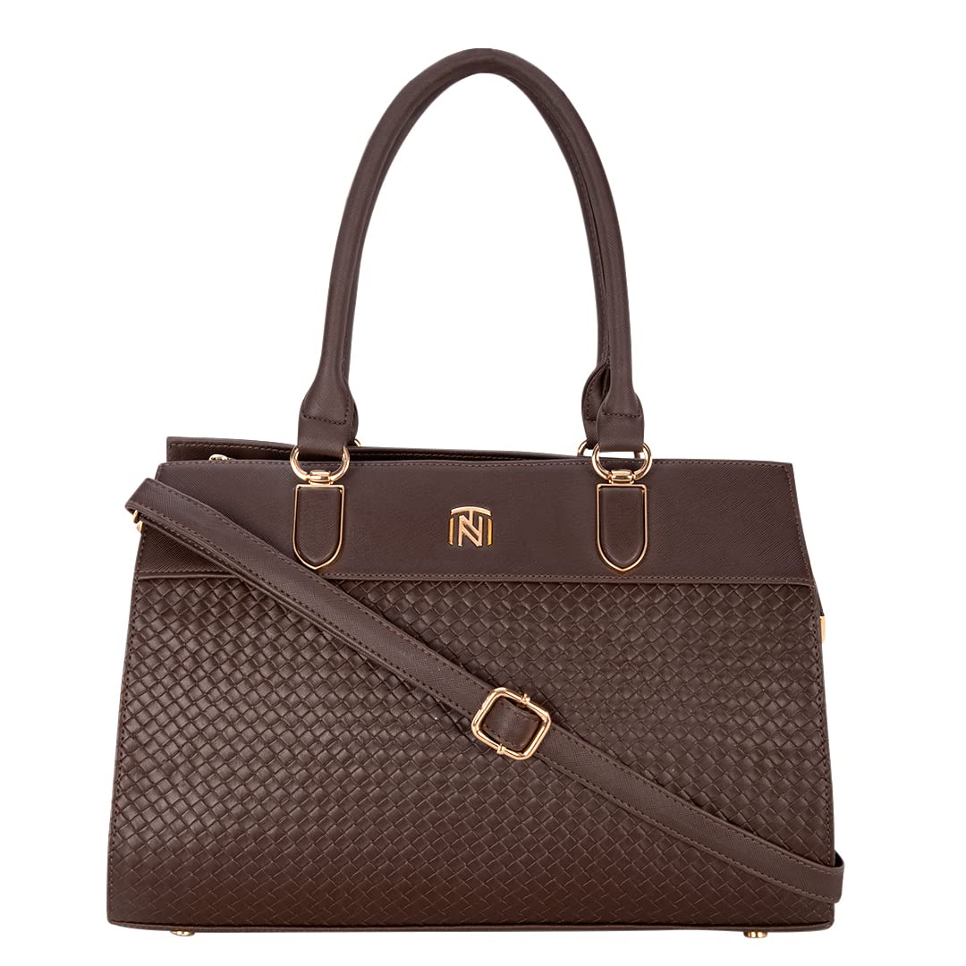 INIT ELIZA Handbag for Women and Girls Ladies Purse Handbag Faux Leather Satchel Bag Women 3 Compartments Satchel Bag 3 Pockets Shoulder Bag (BROWN) (B0C5M92S8Y) Amazon Price History, Amazon Price Tracker