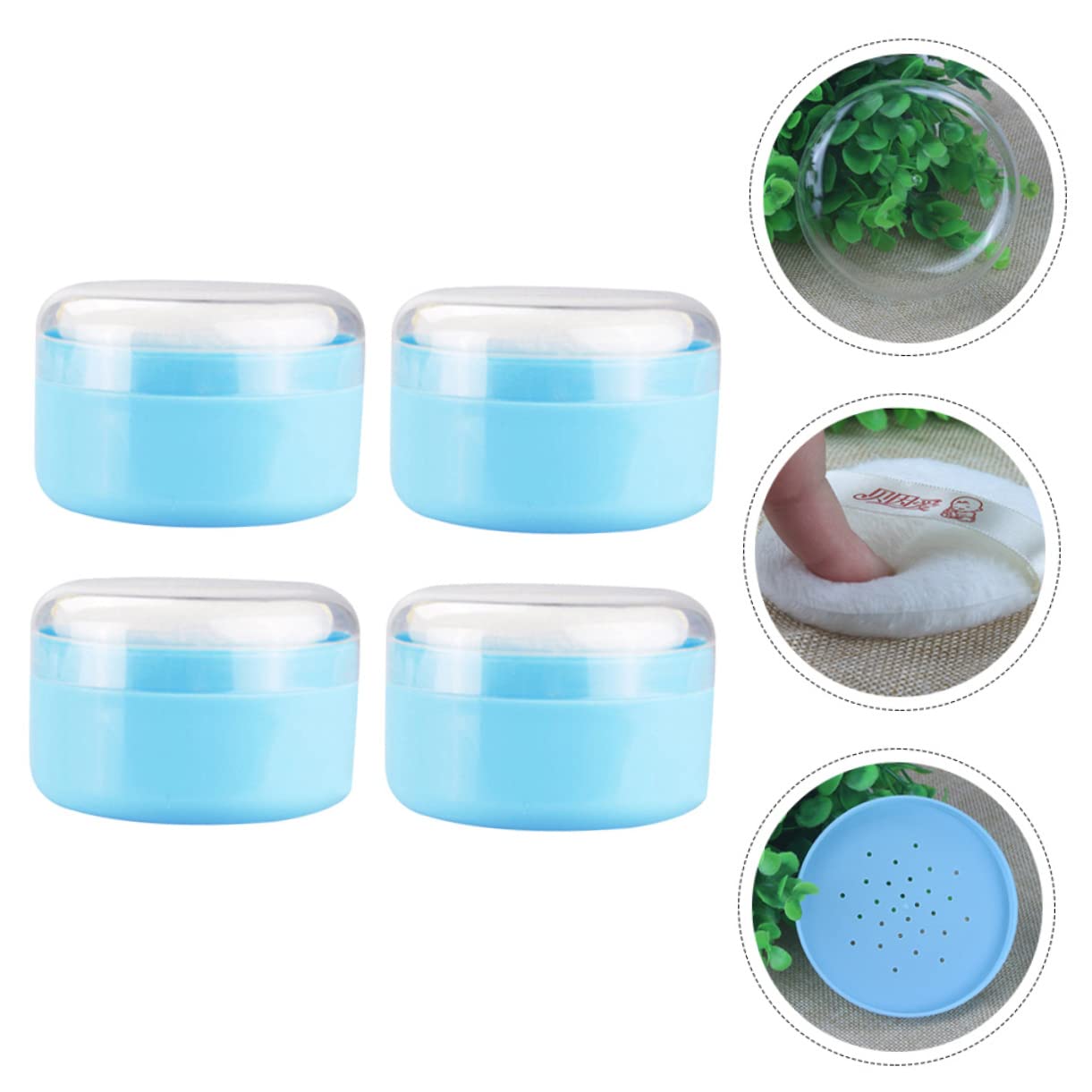 Gogogmee Talc- Body Powder Puff Container Set 4pcs Portable Baby Body Powder Dispenser for Home Use