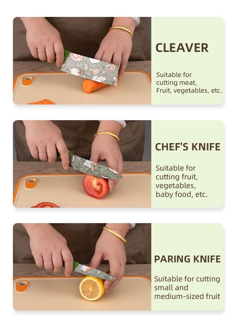 COOFANDY Stainless Steel 3 Pieces Professional Kitchen Knife Set/Meat Knife/Chef Knife with Non-Slip Handle Manual Sharpening for Home Kitchen Restaurant High Carbon Stainless Steel Knife (Green) — Amazon image 5