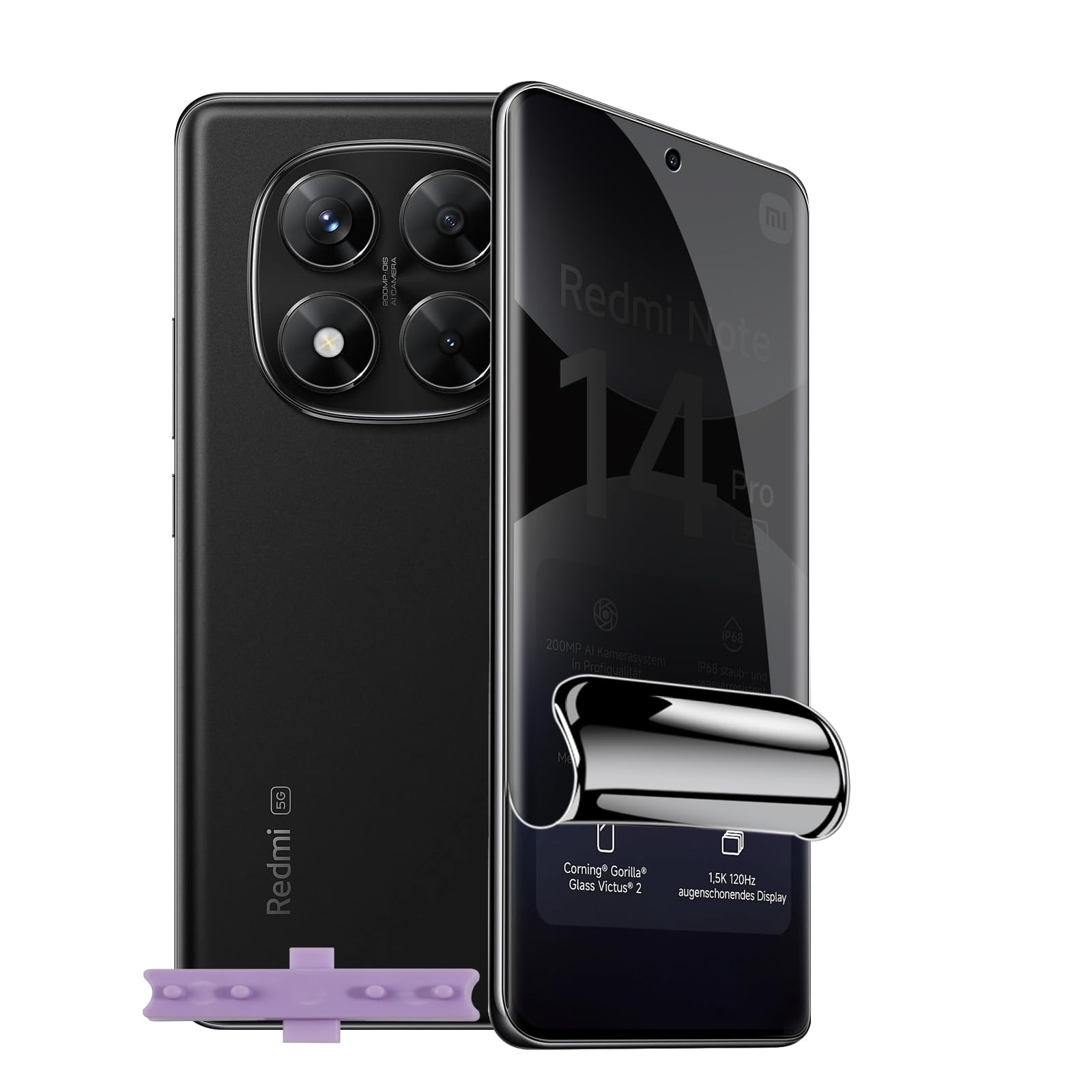 LiiLaa Hydrogel Sichtschutz für Redmi Note 14 Pro 4G/5G, Note 14 Pro+ mit Positionierhilfe, Fingerabdrücke Entsperren Sichtschutzfolie, Hohe Empfindlichkeit Privacy Displayfolie, Anti-Spy