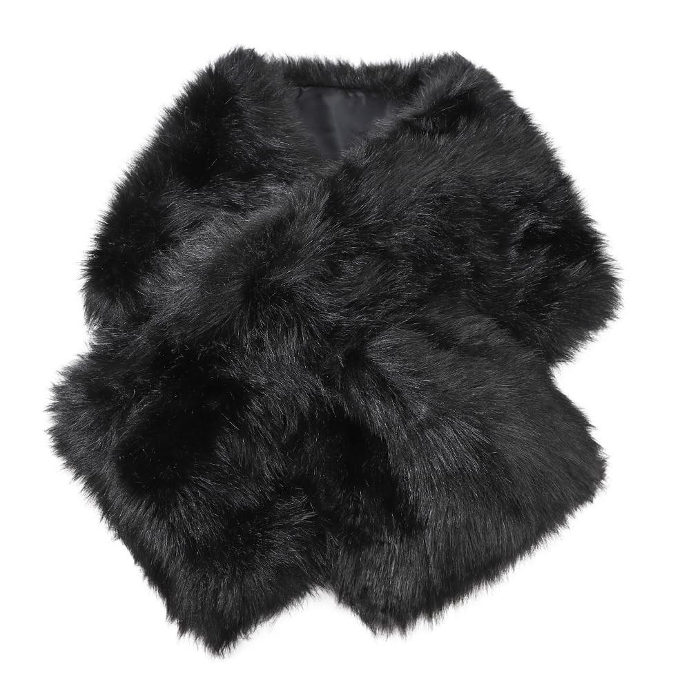 Châle Étole Long en Fausse Fourrure Élégant pour Femme Châle Mariage sans Manche pour Hiver Cape Veste Femme pour Mariage Soirée Cérémonie Cape Chaude pour Mariée et Demoiselles d’Honneur