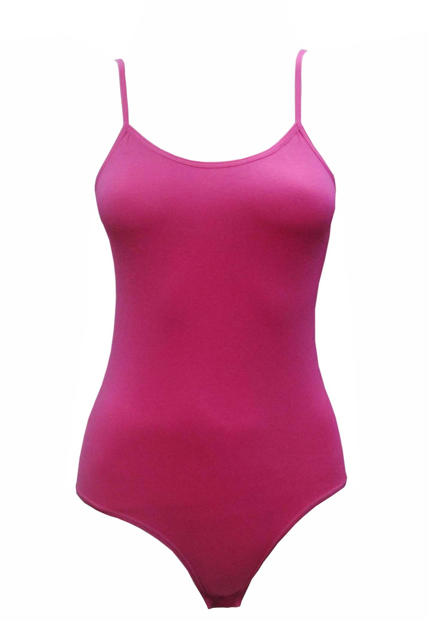 Elegance1234 Women's Hot Pink Quality Thin Strap Cotton Leotard/Bodysuits **Same Day Free Posting** (X-Large Uk-16 (44), )