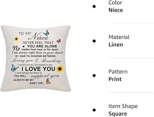 Miniatura 3 de Regalos de sobrina de tía, tío sobrina, funda de almohada, funda de cojín, regalos de Acción de Gracias, regalos de cumpleaños (sobrina) (203-211)
